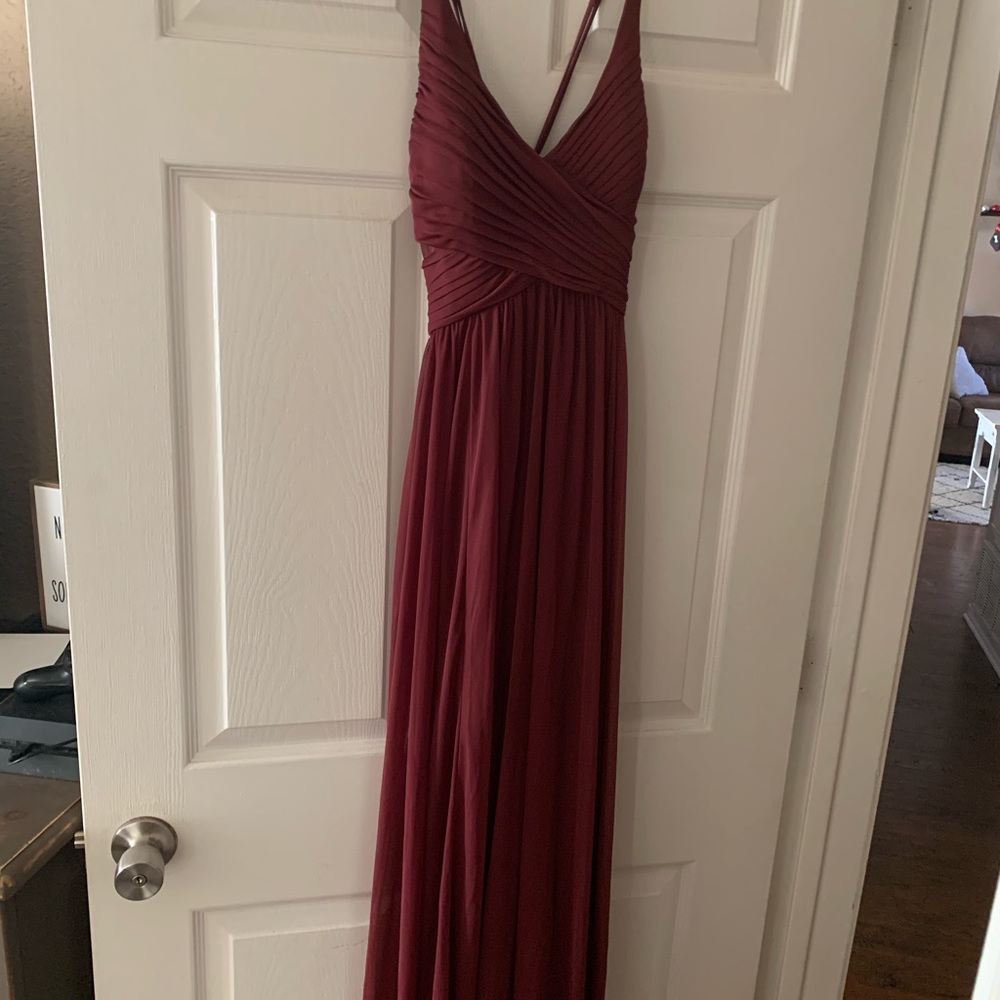 Bridesmaid dress David’s bridal “wine” color